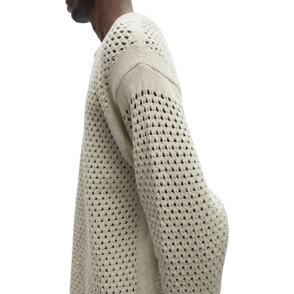 Kotn Men's Open Knit Cotton Crewneck Sweater NWT S Oatmeal - Picture 3 of 10